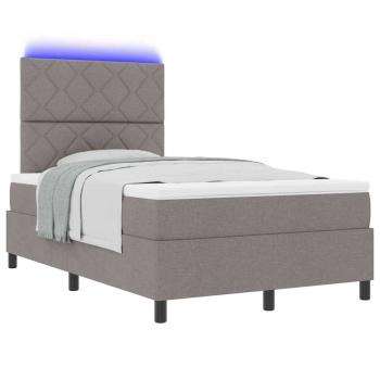 Boxspringbett mit LED-Lichtleisten Taupe 120 x 190 cm Stoff