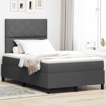 ARDEBO.de - Boxspringbett mit Kopfteil Dunkelgrau 120 x 200 cm Stoff