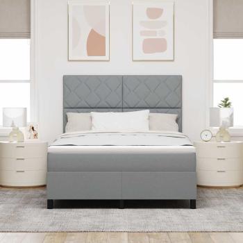 Boxspringbett mit LED-Lichtleisten Hellgrau 140 x 200 cm Stoff