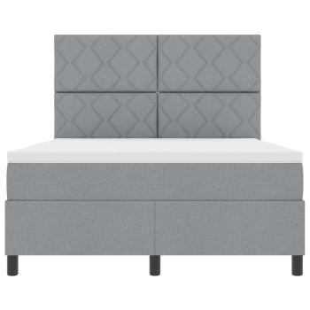 ARDEBO.de - Boxspringbett mit Matratze mit LED Hellgrau 160 x 200 cm Stoff