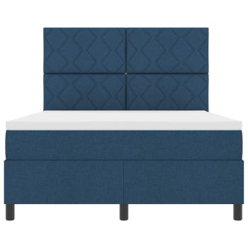 ARDEBO.de - Boxspringbett mit LED-Lichtleisten Blau 160 x 200 cm Stoff