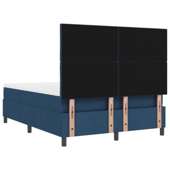 Boxspringbett mit LED-Lichtleisten Blau 160 x 200 cm Stoff