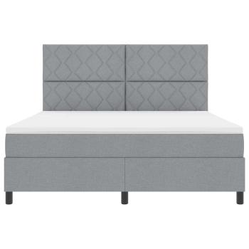 ARDEBO.de - Boxspringbett mit LED-Lichtleisten Hellgrau 180 x 200 cm Stoff