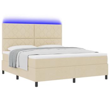 Boxspringbett mit LED-Lichtleisten Creme 180 x 200 cm Stoff