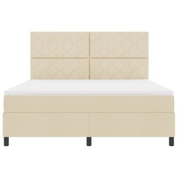 Boxspringbett mit LED-Lichtleisten Creme 180 x 200 cm Stoff