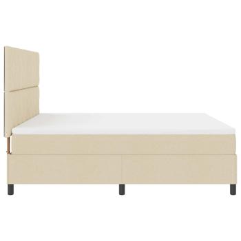 Boxspringbett mit LED-Lichtleisten Creme 180 x 200 cm Stoff