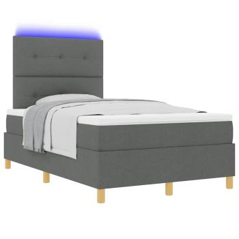 LED Boxspringbett mit Kopfteil Dunkelgrau 120 x 190 cm Stoff