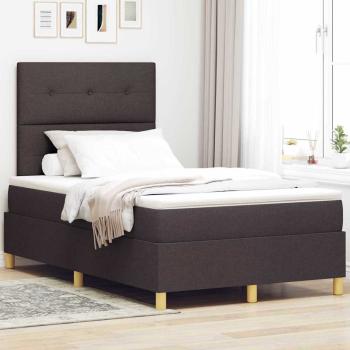 ARDEBO.de - LED Boxspringbett mit Kopfteil Dunkelbraun 120 x 200 cm Stoff