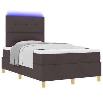LED Boxspringbett mit Kopfteil Dunkelbraun 120 x 200 cm Stoff