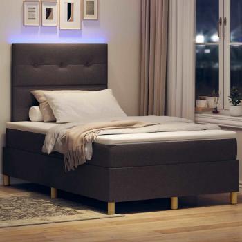 LED Boxspringbett mit Kopfteil Dunkelbraun 120 x 200 cm Stoff