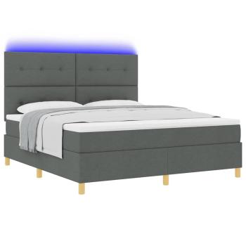 LED Boxspringbett mit Kopfteil Dunkelgrau 180 x 200 cm Stoff