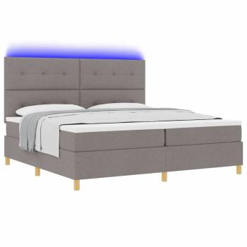 LED Boxspringbett mit Kopfteil Taupe 200 x 200 cm Stoff