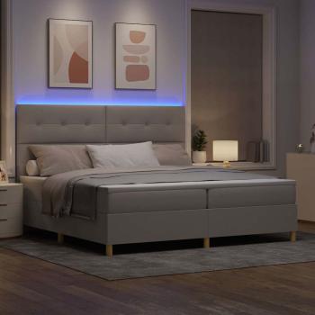 LED Boxspringbett mit Kopfteil Taupe 200 x 200 cm Stoff