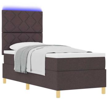 LED Boxspringbett mit Kopfteil Dunkelbraun 80 x 200 cm Stoff