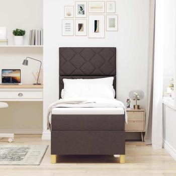 LED Boxspringbett mit Kopfteil Dunkelbraun 80 x 200 cm Stoff
