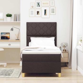 LED Boxspringbett mit Kopfteil Dunkelbraun 90 x 190 cm Stoff