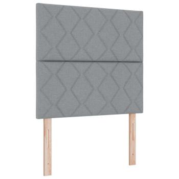 LED Boxspringbett mit Kopfteil Hellgrau 90 x 200 cm Stoff