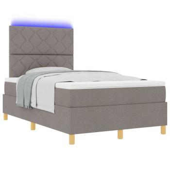 LED Boxspringbett mit Kopfteil Taupe 120 x 190 cm Stoff