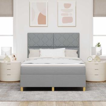 LED Boxspringbett mit Kopfteil Hellgrau 140 x 190 cm Stoff