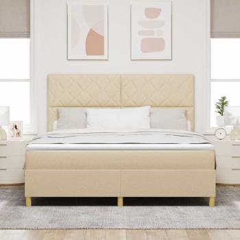 LED Boxspringbett mit Kopfteil Creme 180 x 200 cm Stoff