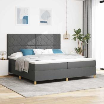 ARDEBO.de - LED Boxspringbett mit Kopfteil Dunkelgrau 200 x 200 cm Stoff