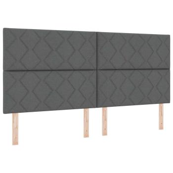 LED Boxspringbett mit Kopfteil Dunkelgrau 200 x 200 cm Stoff
