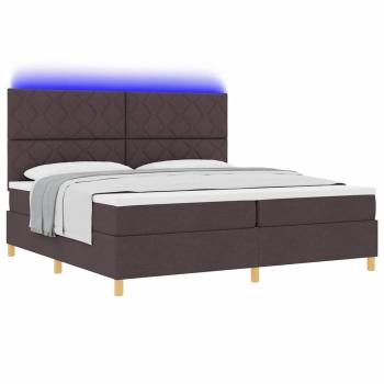 LED Boxspringbett mit Kopfteil Dunkelbraun 200 x 200 cm Stoff