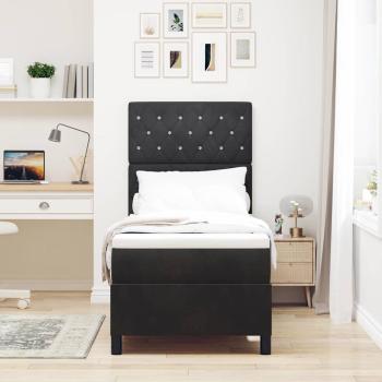 LED Boxspringbett mit Matratze Schwarz 80 x 200 cm Samt