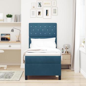 ARDEBO.de - LED Boxspringbett mit Matratze Dunkelblau 80 x 200 cm Samt