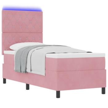 LED Boxspringbett mit Matratze Rosa 80 x 200 cm Samt