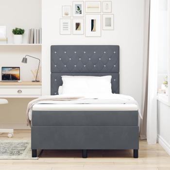 LED Boxspringbett mit Matratze Dunkelgrau 120 x 190 cm Samt