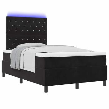 LED Boxspringbett mit Matratze Schwarz 120 x 190 cm Samt