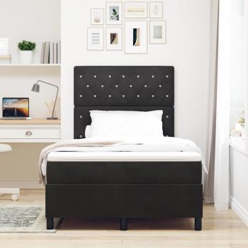 LED Boxspringbett mit Matratze Schwarz 120 x 190 cm Samt