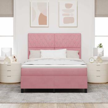 LED Boxspringbett mit Matratze Rosa 140 x 190 cm Samt