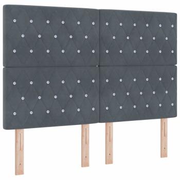 LED Boxspringbett mit Matratze Dunkelgrau 140 x 200 cm Samt