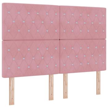 LED Boxspringbett mit Matratze Rosa 160 x 200 cm Samt