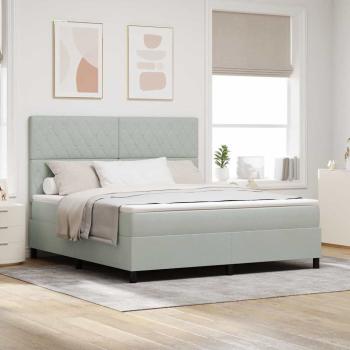 ARDEBO.de - LED Boxspringbett mit Matratze Hellgrau 180 x 200 cm Samt
