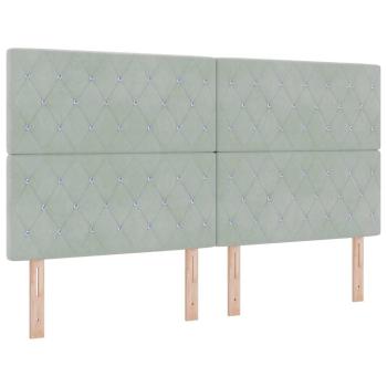 LED Boxspringbett mit Matratze Hellgrau 180 x 200 cm Samt