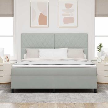 LED Boxspringbett mit Matratze Hellgrau 180 x 200 cm Samt