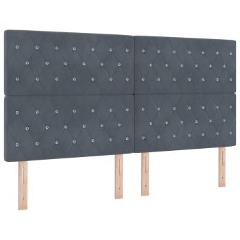 LED Boxspringbett mit Matratze Dunkelgrau 180 x 200 cm Samt