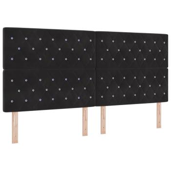 LED Boxspringbett mit Matratze Schwarz 200 x 200 cm Samt