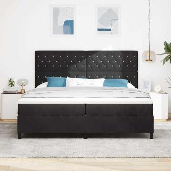 LED Boxspringbett mit Matratze Schwarz 200 x 200 cm Samt