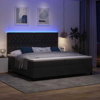 LED Boxspringbett mit Matratze Schwarz 200 x 200 cm Samt