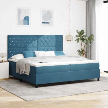 ARDEBO.de - LED Boxspringbett mit Matratze Dunkelblau 200 x 200 cm Samt