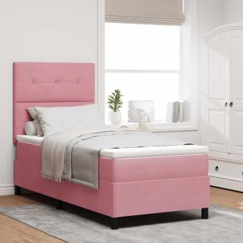 ARDEBO.de - LED Boxspringbett mit Kopfteil Rosa 90 x 190 cm Samt