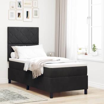 ARDEBO.de - LED Boxspringbett mit Kopfteil Schwarz 80 x 200 cm Samt