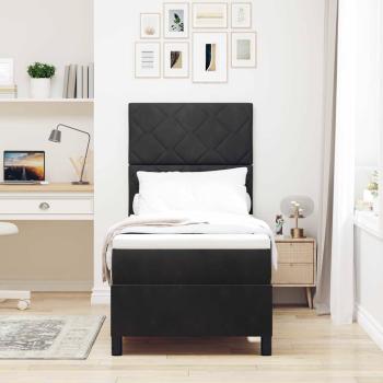 LED Boxspringbett mit Kopfteil Schwarz 80 x 200 cm Samt