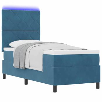LED Boxspringbett mit Kopfteil Dunkelblau 80 x 200 cm Samt