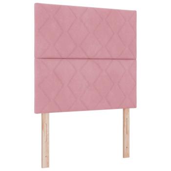 LED Boxspringbett mit Kopfteil Rosa 90 x 190 cm Samt