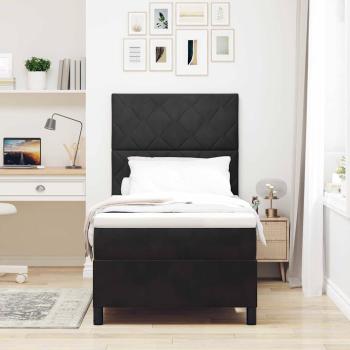 LED Boxspringbett mit Kopfteil Schwarz 100 x 200 cm Samt